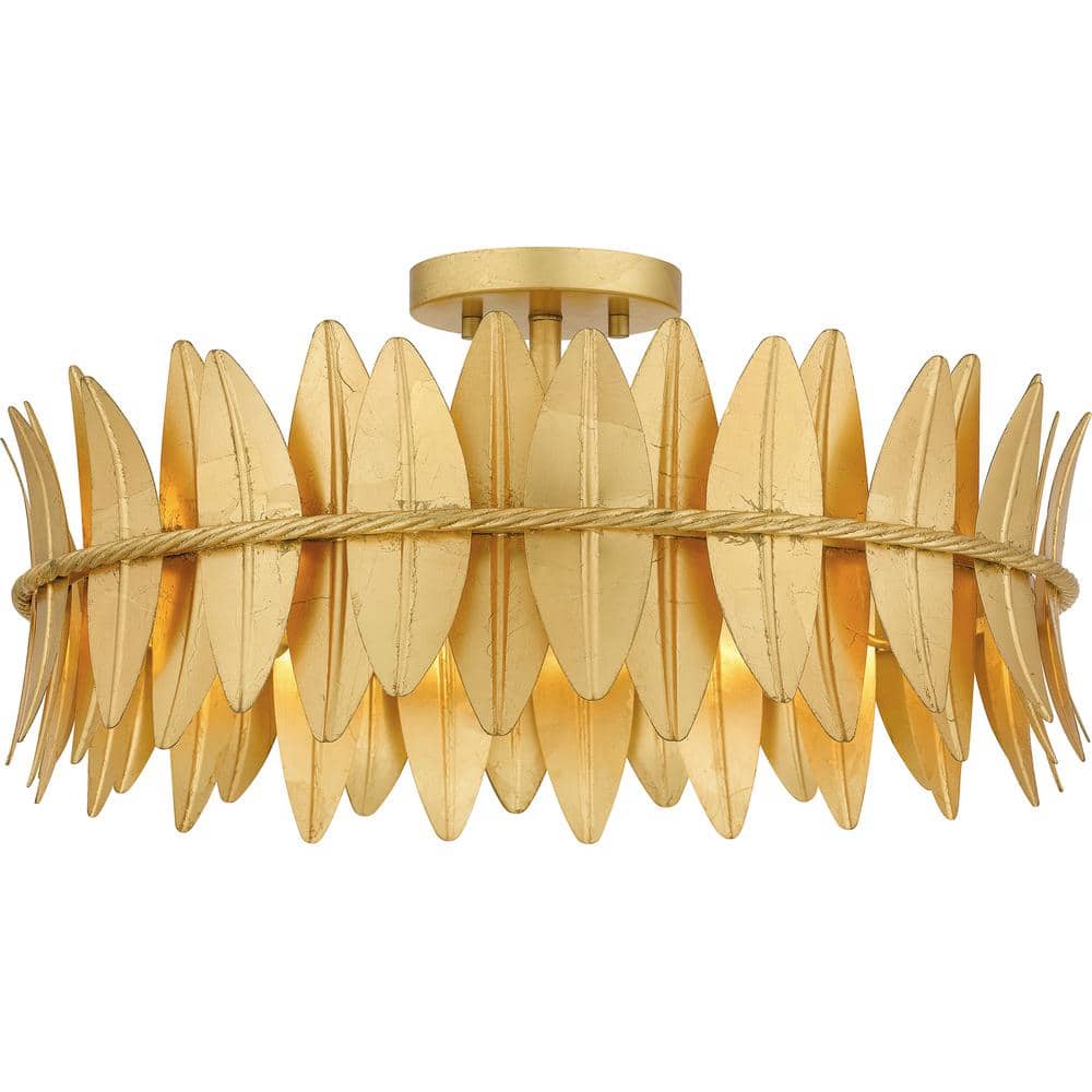 Liza Gold Leaf Modern Semi-Flush Mount Ceiling Light