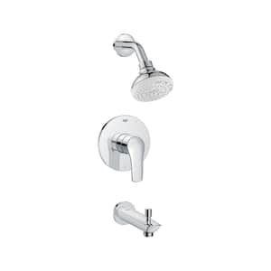 Eurosmart 1-Handle Wall Mount Tub and Shower Trim Kit in StarLight Chrome with Tub Spouts 1.75 GPM (Valve Not Included)
