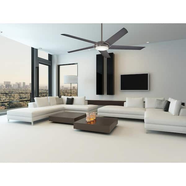 Raptor 60 in. Integrated LED Indoor Gun Metal Ceiling Fan with Light with Remote Control