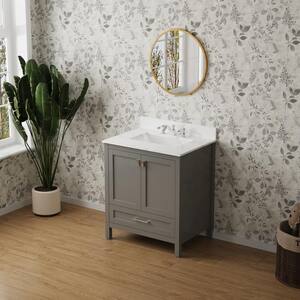 Moray 30 in. W x 19 in. D x 36 in. H Freestanding Single Sink Bath Vanity in Grey with White Marble Countertop
