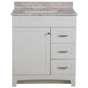 Thornbriar 31 in. W x 39 in. H Bathroom Vanity in White with Stone Effects Vanity Top in Winter Mist with White Sink
