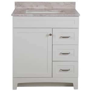 Thornbriar 31 in. W x 22 in. D x 38 in. H Single Sink  Bath Vanity in White with Winter Mist Stone Composite Top