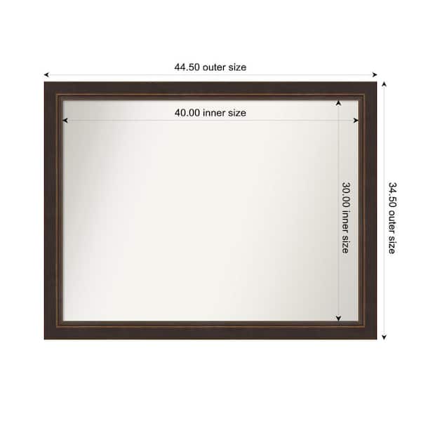 Amanti Art Lara Bronze 44.5 in. x 34.5 in. Custom Non-Beveled Wood FramedBathroom Vanity Wall Mirror