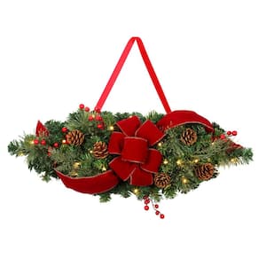 28 in. Pre-lit Classic Greenery Window Artificial Christmas Swag