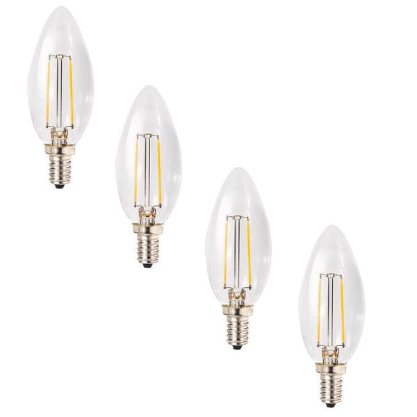 Clearly LED 25W Equivalent Warm White B10 Dimmable Shatter-Resistant LED Light Bulb (4-Pack)
