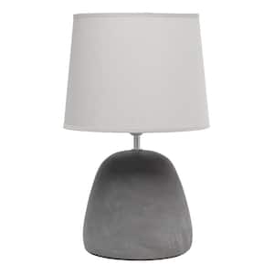 16.5 in. Gray Round Concrete Table Lamp with Gray Shade