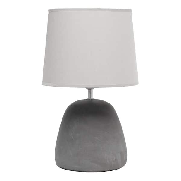 Simple Designs 16.5 in. Gray Round Concrete Table Lamp with Gray Shade