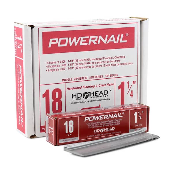 POWERNAIL 1-1/4 in. x 18-Gauge Glue Collated Flooring Nails for Hardwood and Engineered Floors (5000 per Box)