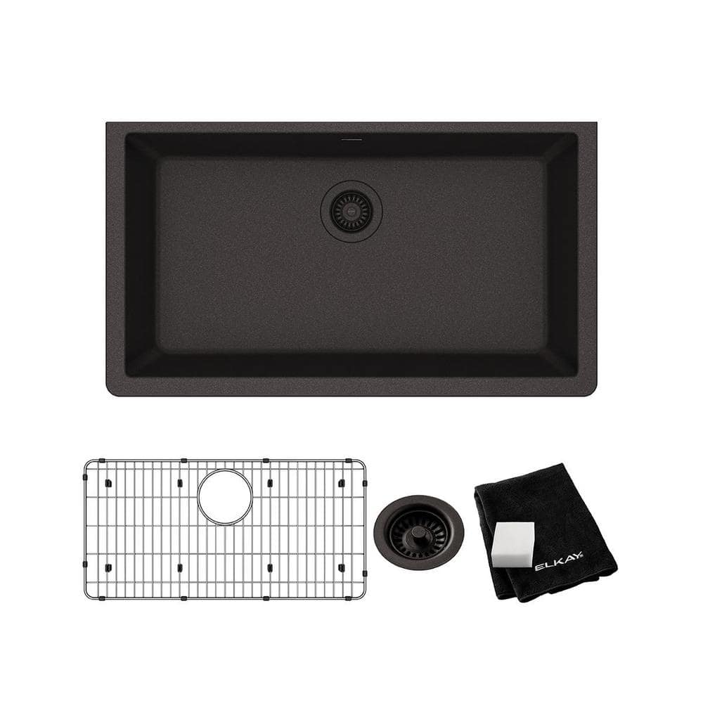 UPC 094902127804 product image for Quartz Classic  33in. Undermount 1 Bowl  Black Granite/Quartz Composite Sink w/  | upcitemdb.com