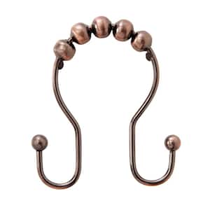 Beaded Roller Shower Curtain Double Hooks in Oil Rubbed Bronze