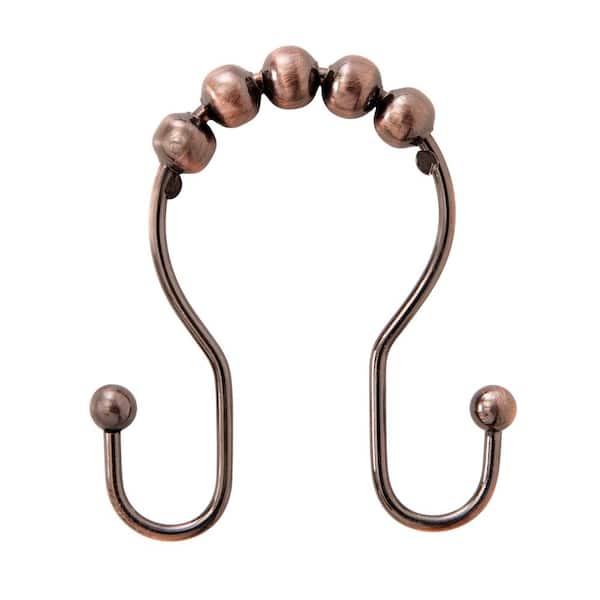 Kenney Metal Beaded Roller Shower Curtain Double Hooks in Oil Rubbed Bronze (Set of 12)