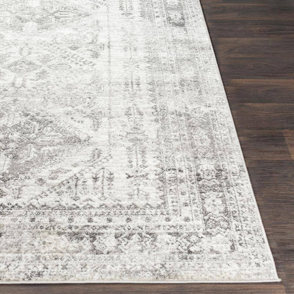 Charcoal Gray Square Synthetic Oriental Area Rug