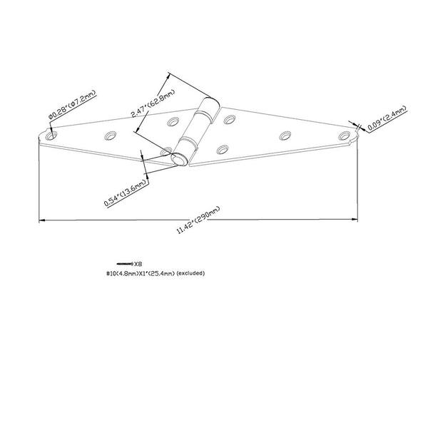NU-SET 6 Inch Heavy Duty Zinc T-Hinge – Brand New, MPN 2708, UPC 715590270831