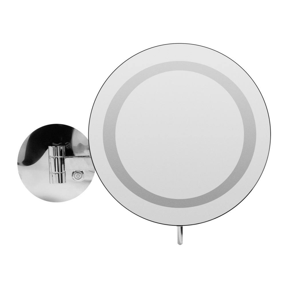 Elegant Polished Chrome 15.5" LED Lighted Wall Mount Magnifying Mirror