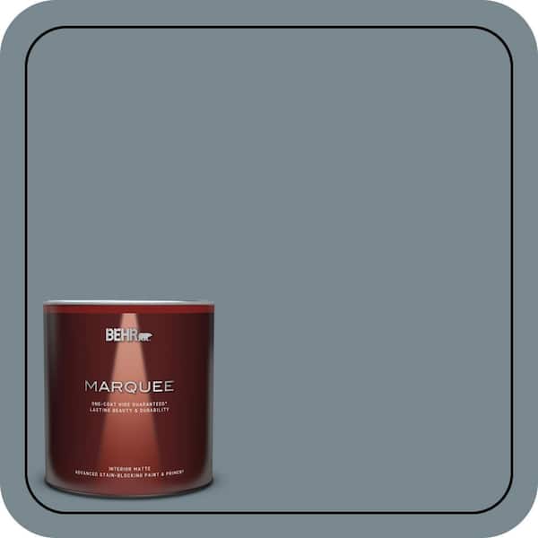 BEHR MARQUEE 1 Qt. #N470-5 Norwegian Blue One-Coat Hide Matte Interior Paint & Primer