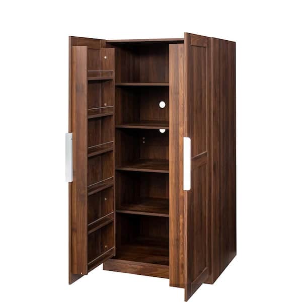 31.5 in. W x 21.65 in. D x 62.99 in. H Bathroom Brown Linen Cabinet