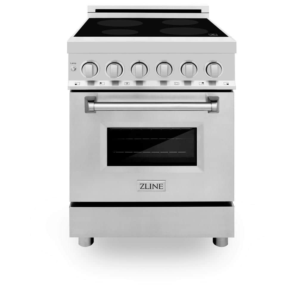 ZLINE Kitchen and Bath 24 in. Freestanding Electric Range 3 Element Induction Cooktop in Stainless Steel