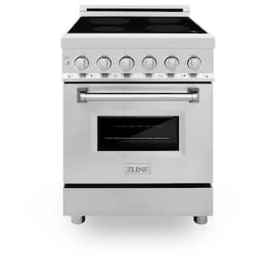 24 in. Freestanding Electric Range 3 Element Induction Cooktop in Stainless Steel