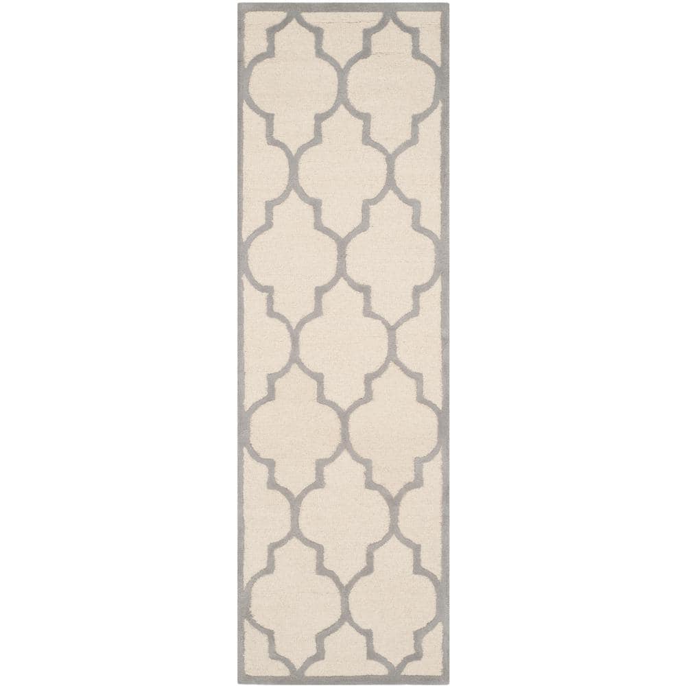 Cambridge Ivory/Silver 3 ft. x 10 ft. Border Geometric Trellis Runner Rug price history on PriceWatchPro
