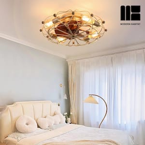 Spinning 20 in. Indoor Gold Ceiling Fan with LED Light Bulbs and Remote Control