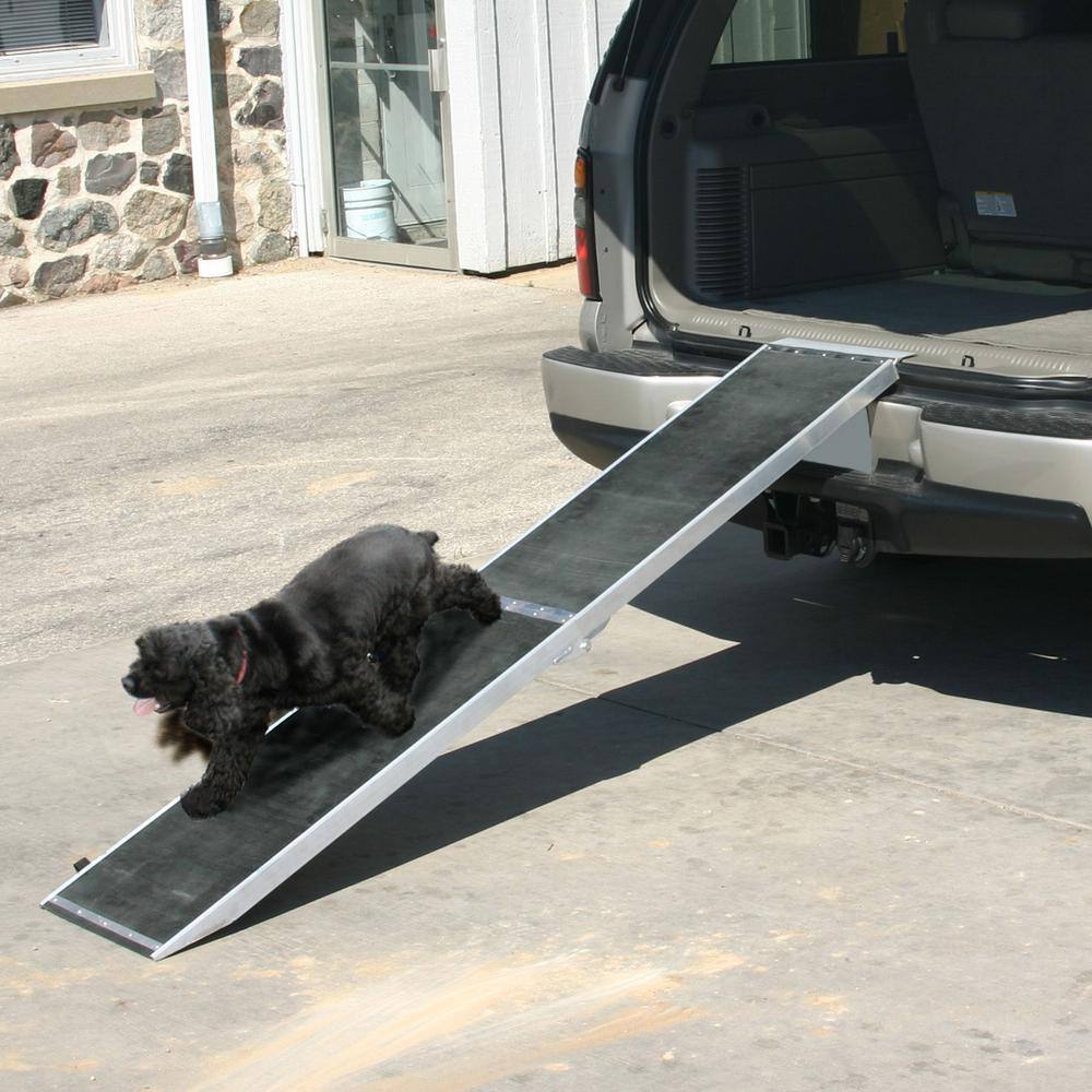8 ft. Lightweight Folding Aluminum Pet Ramp with Grip Surface