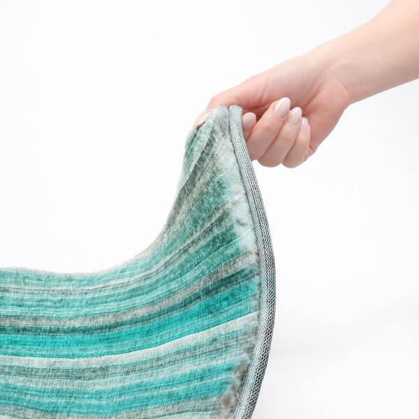 Dream Shag Premium Machine Washable Abstract ADS543 Teal 10 ft. x 14 ft. Area Rug