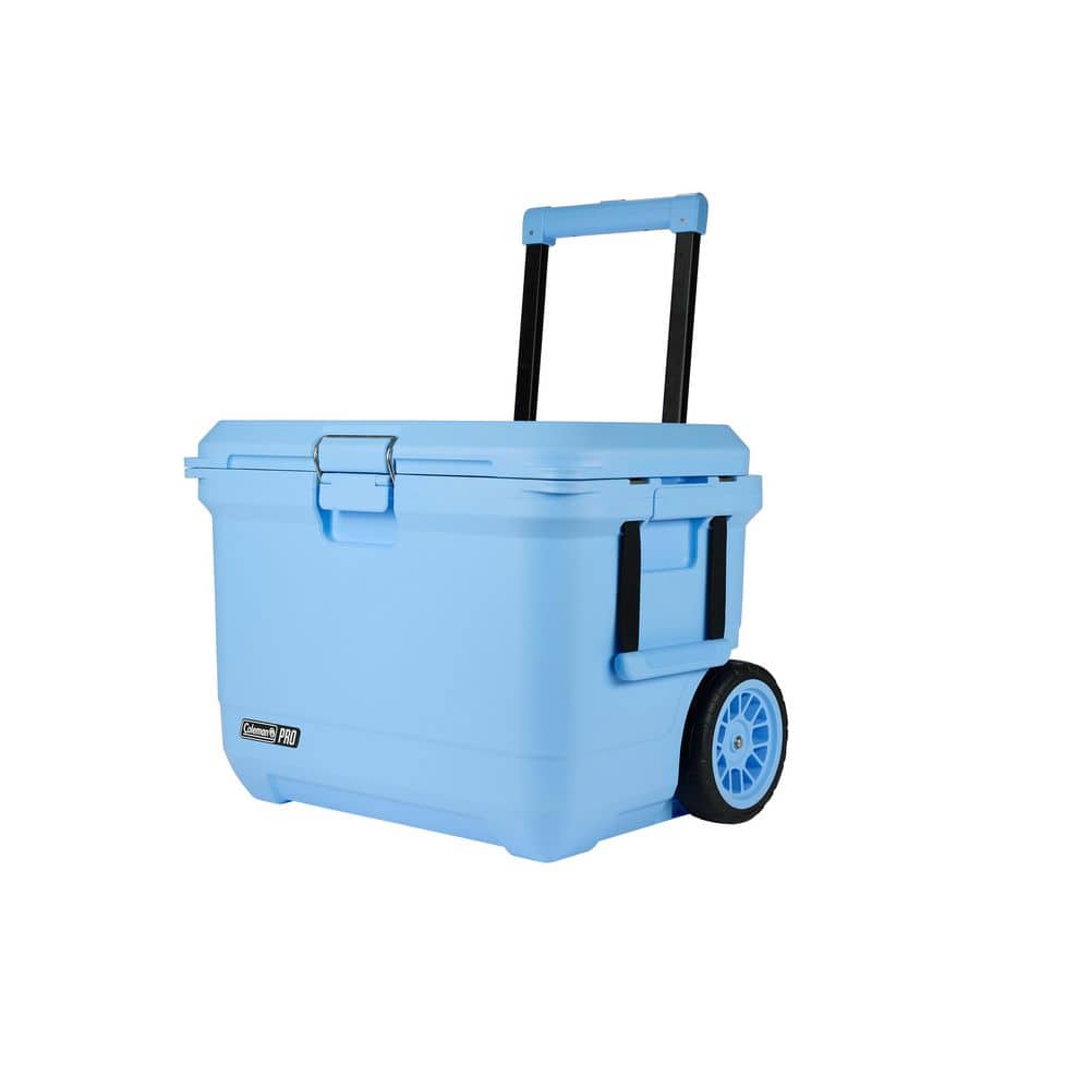 Coleman Pro 55 qt. Premium Wheeled Hard Cooler, Blue Sky 2214140 Coleman Pro 55 qt. Premium Wheeled Hard Cooler, Blue Sky 2214140