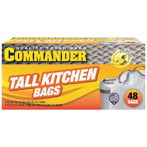 Commander 13 Gal. 0.9 Mil White Tall Kitchen Trash Bags Lemon Scented 24 in. x 27 in. Pack of 48 for Home and Kitchen