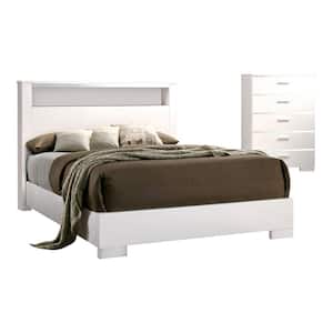 Tigua 2-Piece White Wood California King Bedroom Set, Bed and Chest