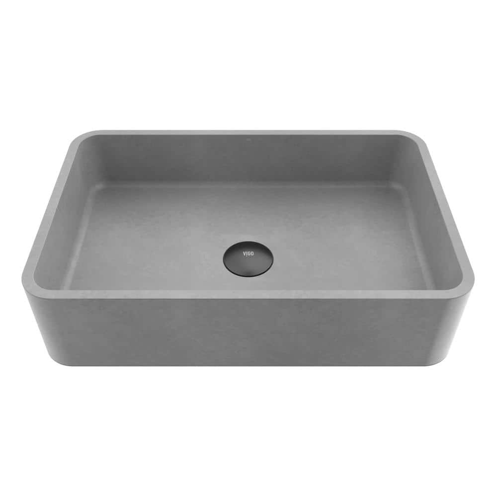 Gray Concrete Rectangular Above-Counter Vessel Sink