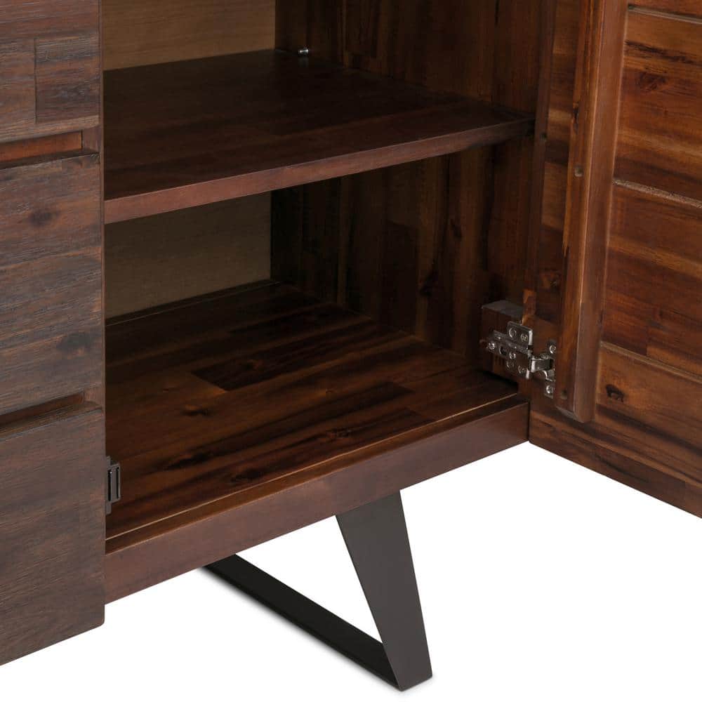 Lowry Distressed Charcoal Brown Solid Acacia & Metal Sideboard Buffet