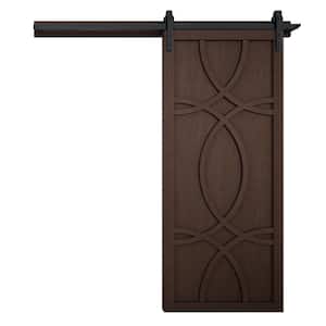 30 in. x 84 in. The Hollywood Sable Wood Sliding Barn Door with Hardware Kit in Black