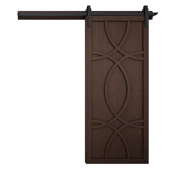 VeryCustom 30 in. x 84 in. The Hollywood Sable Wood Sliding Barn Door with Hardware Kit in Stainless Steel