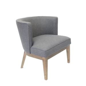 Designer Guest Chair Slate Grey Linen Fabric Driftwood Wood frame Comfort Cushions
