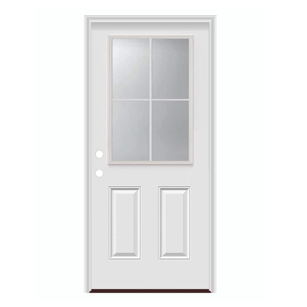 34 in. x 80 in. Right-Hand/Inswing 2-Panel 4-Lite 1/2 Lite GBG Clear Glass Primed Steel Prehung Front Door w/PVC Frame price history on PriceWatchPro