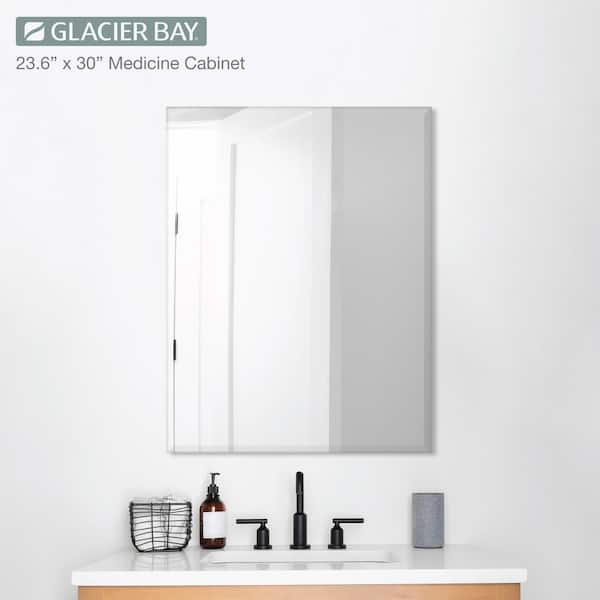 Glacier Bay 23.6 in. W x 30 in. H Rectangular Wood Composite Medicine Cabinet with Mirror