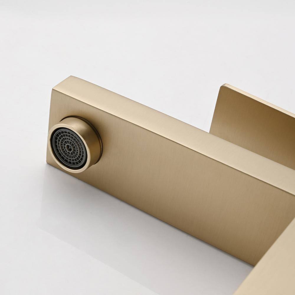 Brushed Gold Single Handle Mid Arc Bathroom Faucet