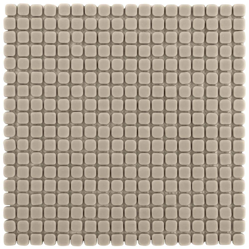 Nova Beige 4 in. x 0.23 in. Mini Square Frosted Glass Mosaic Floor and Wall Tile Sample price history on PriceWatchPro