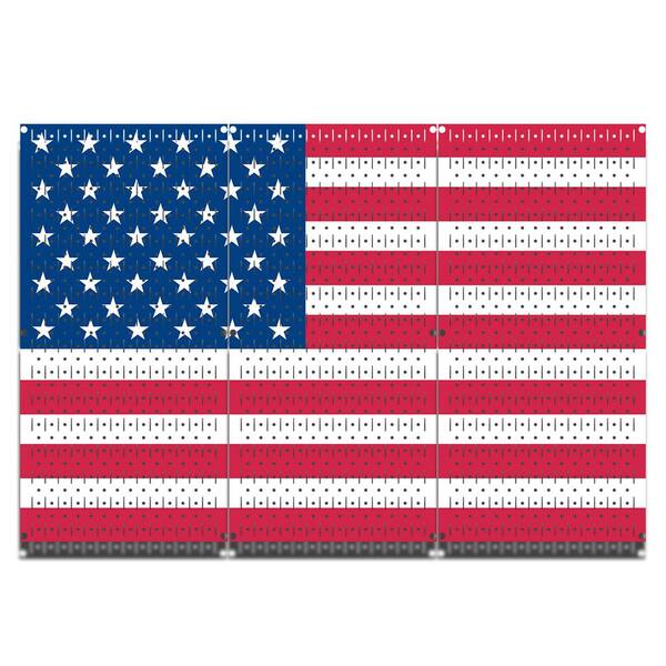 HangTime 32 in. H x 48 in. W USA Flag Design Metal Pegboard 3 Panel Set