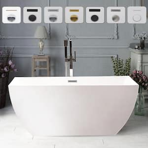 67 in. Acrylic Flatbottom Freestanding Bathtub in White/Polished Chrome