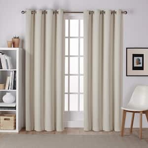Linen Sateen Solid 52 in. W x 96 in. L Noise Cancelling Thermal Grommet Blackout Curtain (Set of 2)