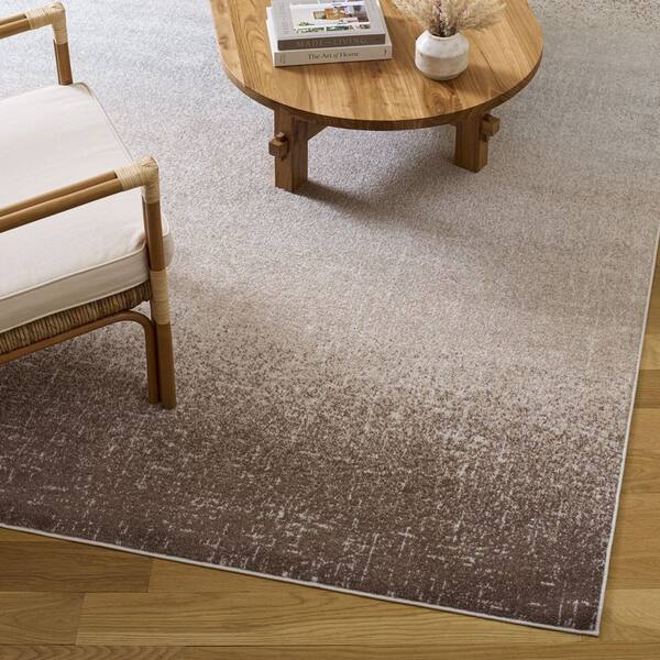 Madison 9 ft. x 12 ft. Light Brown Ombre Area Rug