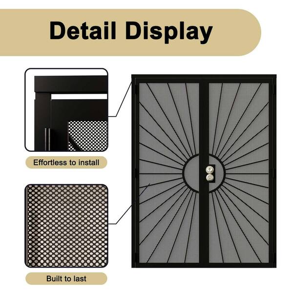 ARK DESIGN 72 in. x 80 in. Universal/Reversible Hinging Black