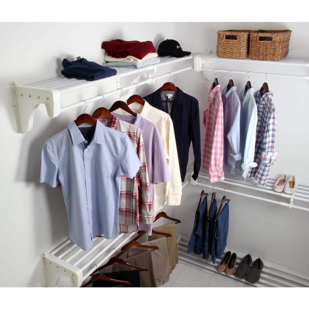 Walk in Closet Organizer System Kit Metal Closet System with Expandable  Hanging Rod Custom Adjustable Closet Shelves for Bedroom, Storage Rack,  Built