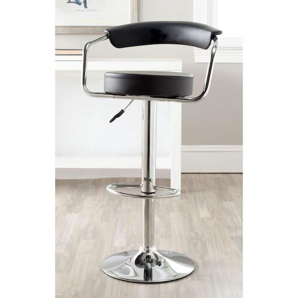 Angus Black/Chrome Adjustable Height Swivel Cushioned Bar Stool