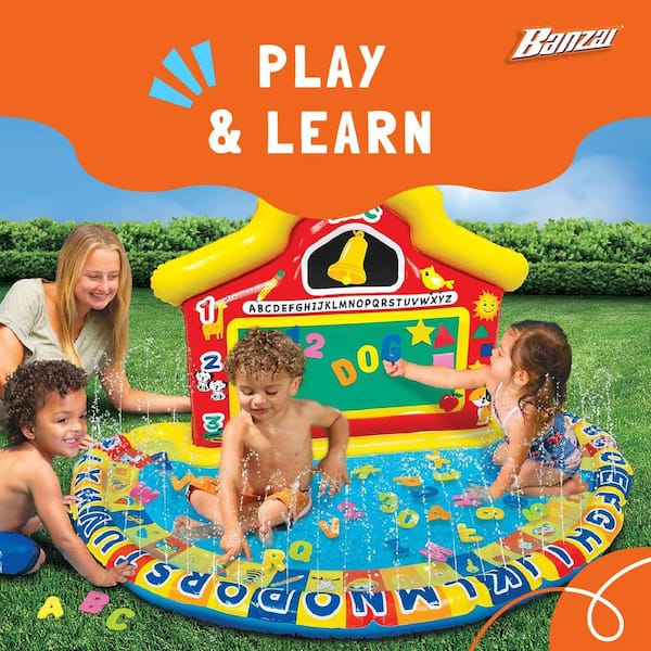 BANZAI School Splash Multi Color Inflatable Educational Learning Water Play Mat 03946 The Home Depot