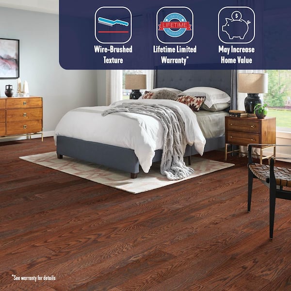 American Vintage Wildly Cherry Red Oak 3/4 in. T x 5 in. W Wire Brushed Solid Hardwood Flooring (23.5 sq.ft./ctn)