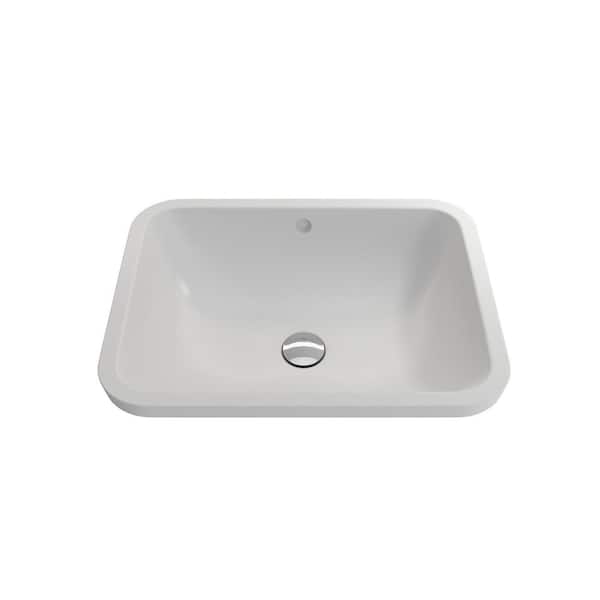 BOCCHI Scala 21.75 in. Fireclay Undermount Bathroom Sink with Overflow in Matte White