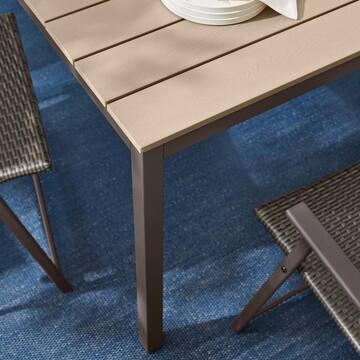 StyleWell Sandpoint Brown Rectangle Metal 28.5in Outdoor Dining Table DE24174A