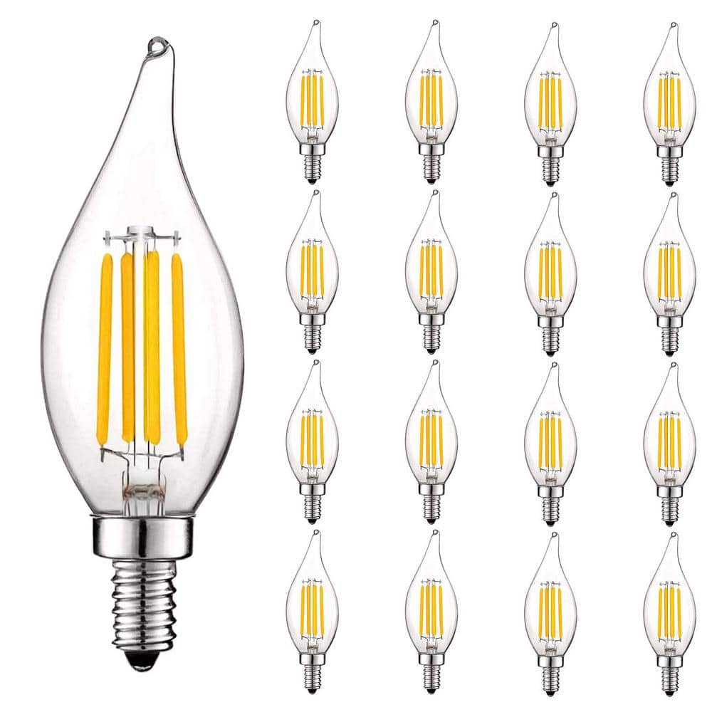 60-Watt Equivalent 5-Watt E12 Base Chandelier LED Light Bulb 3500K Natural White Dimmable, Flame Tip (16-Pack) price history on PriceWatchPro